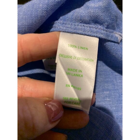 Lily Pulitzer Tunic Blue Linen Sz XS Embroidered - Picture 9 of 9